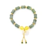 New Chinese-style golden thread jade lucky bag bracelet, Tianshan jade bamboo joint money bag bracelet, ethnic style single-circle jade jewelry Item Picture